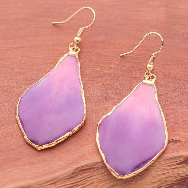 Alternate image for Fuchsia and Purple Petal 22k Gold-Accented Dangle Earrings Capricious Petal