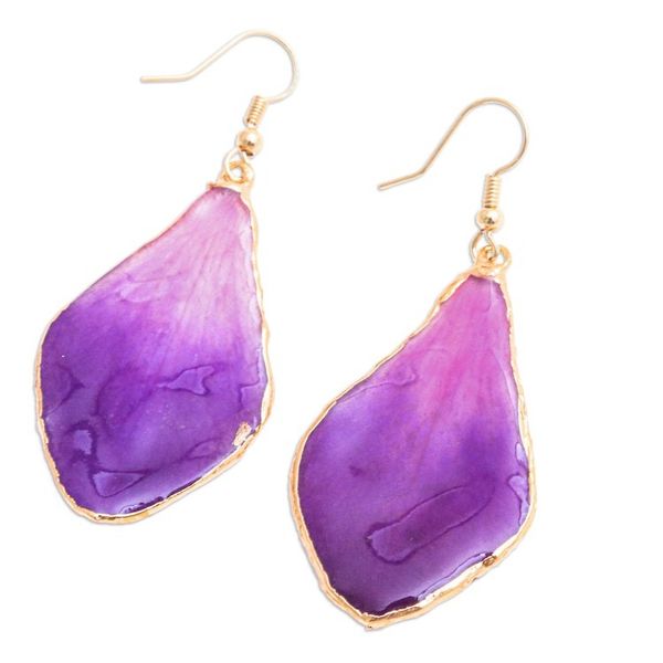 Alternate image for Fuchsia and Purple Petal 22k Gold-Accented Dangle Earrings Capricious Petal