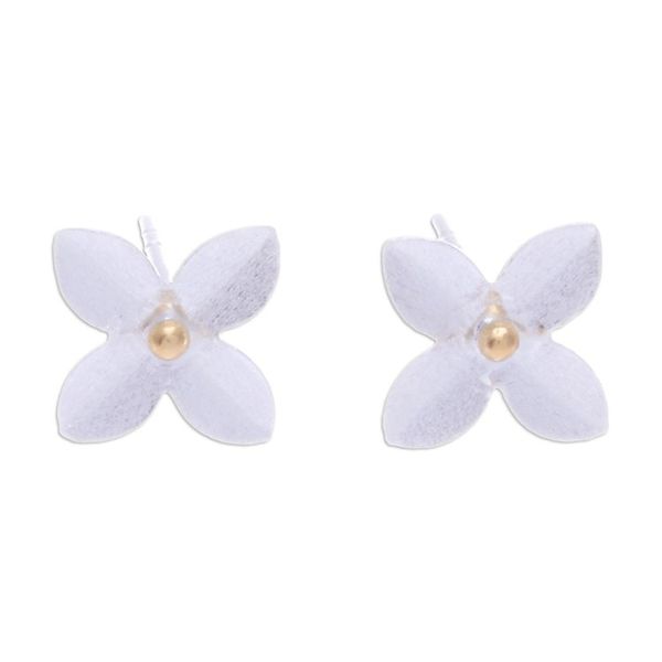 Alternate image for 18k Gold-Accented Flower-Shaped Button Earrings Grace of Spring