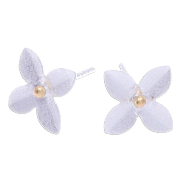 Alternate image for 18k Gold-Accented Flower-Shaped Button Earrings Grace of Spring
