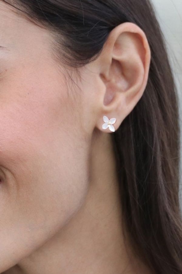Alternate image for 18k Gold-Accented Flower-Shaped Button Earrings Grace of Spring