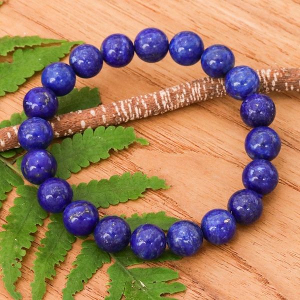 Alternate image for Handcrafted Thai Lapis Lazuli Beaded Stretch Bracelet Cool Mist