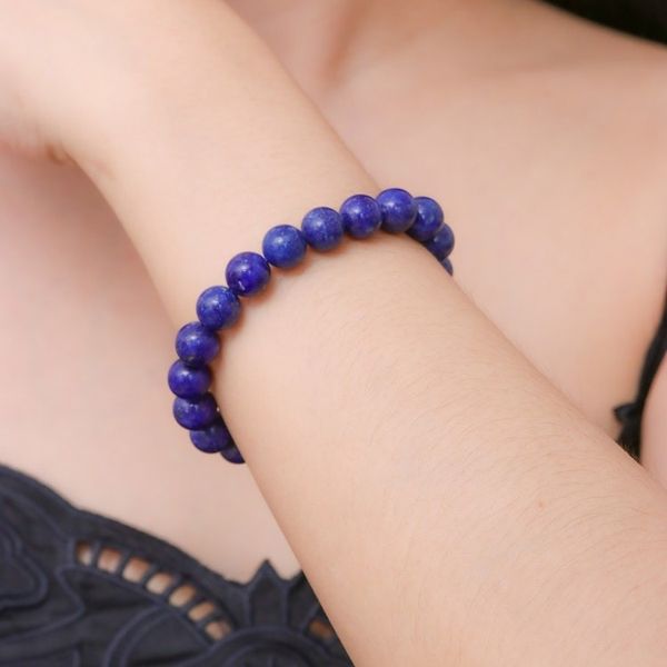 Alternate image for Handcrafted Thai Lapis Lazuli Beaded Stretch Bracelet Cool Mist