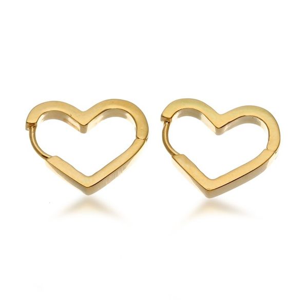Alternate image for Romantic Heart-Shaped Polished 18k Gold-Plated Hoop Earrings Golden of Love