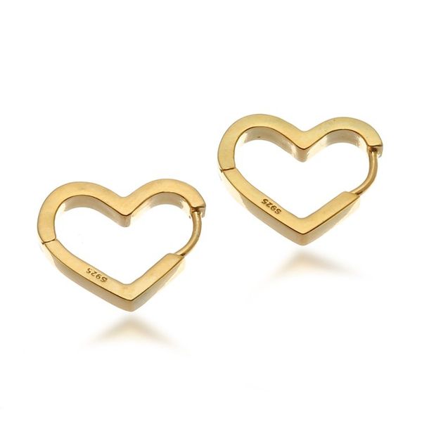 Alternate image for Romantic Heart-Shaped Polished 18k Gold-Plated Hoop Earrings Golden of Love