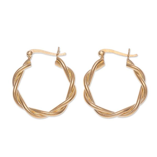 Alternate image for Artisan-Made High-Polished 18k Gold-Plated Hoop Earrings Dancing Gold