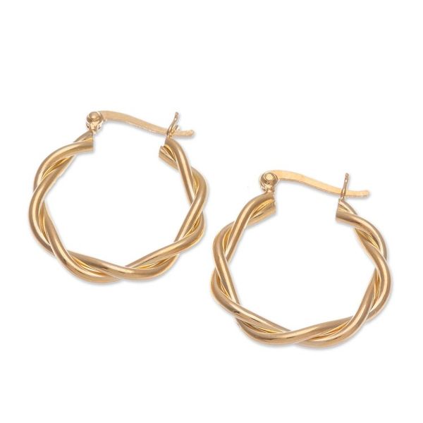 Alternate image for Artisan-Made High-Polished 18k Gold-Plated Hoop Earrings Dancing Gold