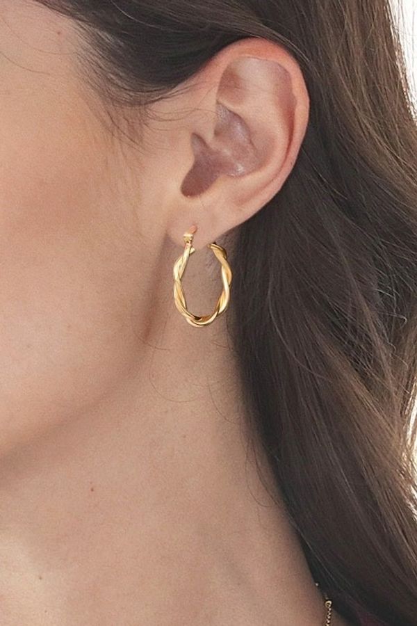 Alternate image for Artisan-Made High-Polished 18k Gold-Plated Hoop Earrings Dancing Gold