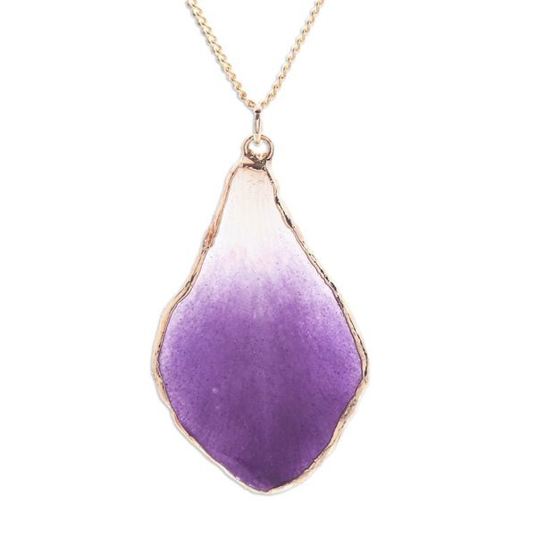 Alternate image for White and Purple Orchid 22k Gold-Accented Pendant Necklace Magical Petal