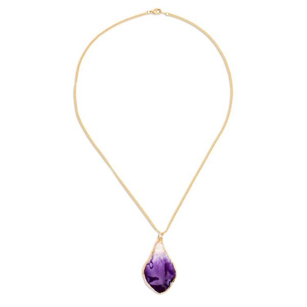 Alternate image for White and Purple Orchid 22k Gold-Accented Pendant Necklace Magical Petal