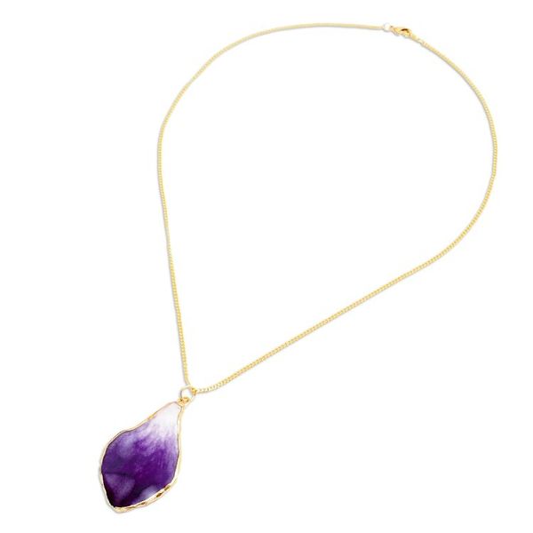 Alternate image for White and Purple Orchid 22k Gold-Accented Pendant Necklace Magical Petal