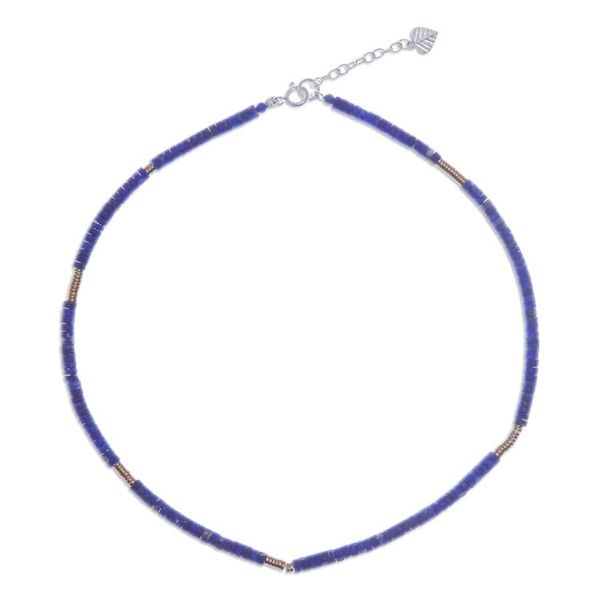 Alternate image for Lapis Lazuli Hematite Beaded Strand Necklace from Thailand Blue Glam