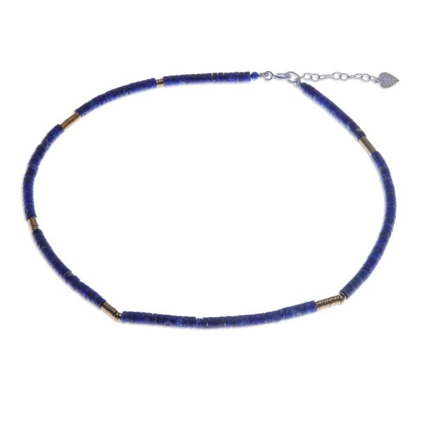 Alternate image for Lapis Lazuli Hematite Beaded Strand Necklace from Thailand Blue Glam