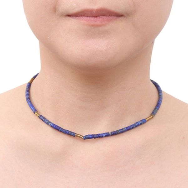 Alternate image for Lapis Lazuli Hematite Beaded Strand Necklace from Thailand Blue Glam