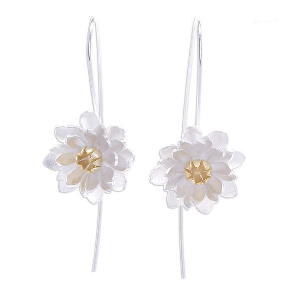 Alternate image for Flower-Shaped Gold-Accented Sterling Silver Drop Earrings Bright Chic Blossom