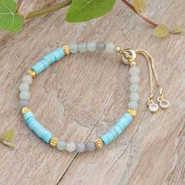 Alternate image for Howlite and Quartz Beaded Adjustable Wristband Bracelet Gorgeous Flair