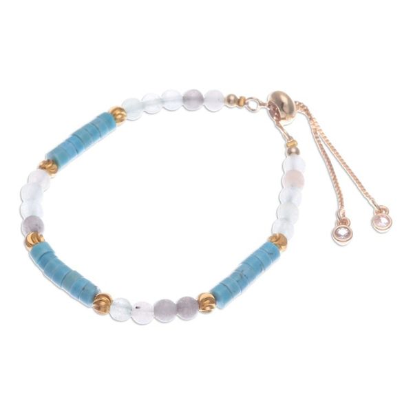 Alternate image for Howlite and Quartz Beaded Adjustable Wristband Bracelet Gorgeous Flair