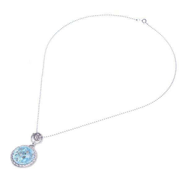 Alternate image for Floral-Inspired Roman Glass Pendant Necklace from Thailand Moonlight Petal