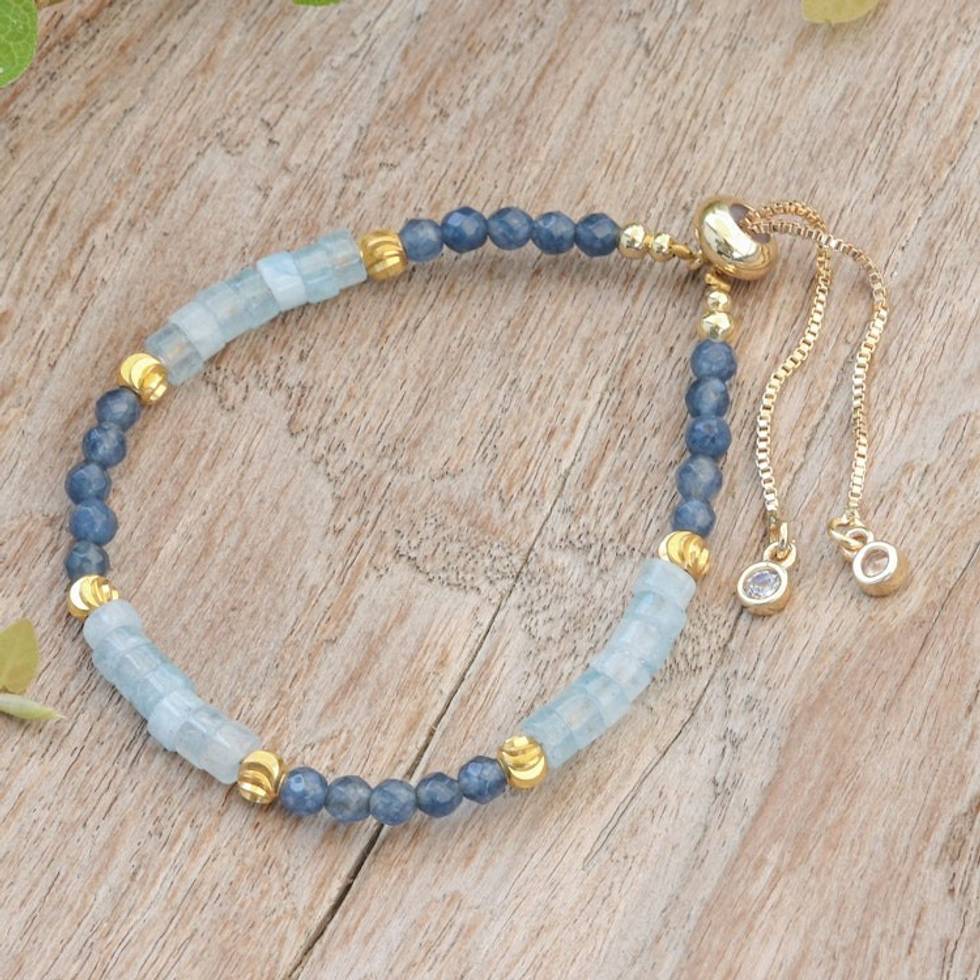 Quartz Beaded Adjustable Wristband Bracelet from Thailand 'Lasting Impression'