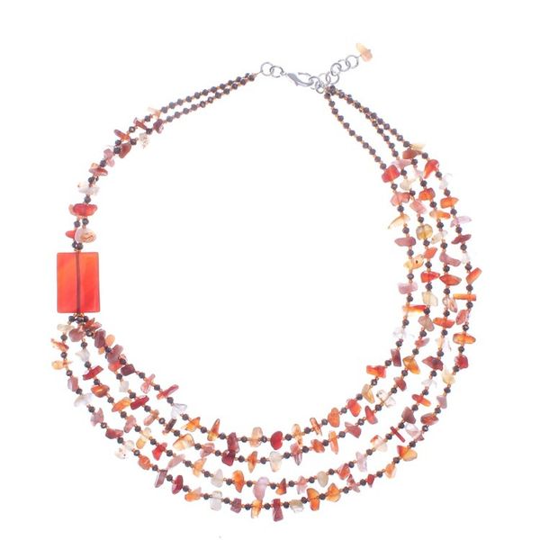 Alternate image for Orange Carnelian and Chalcedony Strand Necklace Window to Courage