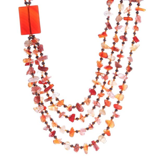 Alternate image for Orange Carnelian and Chalcedony Strand Necklace Window to Courage