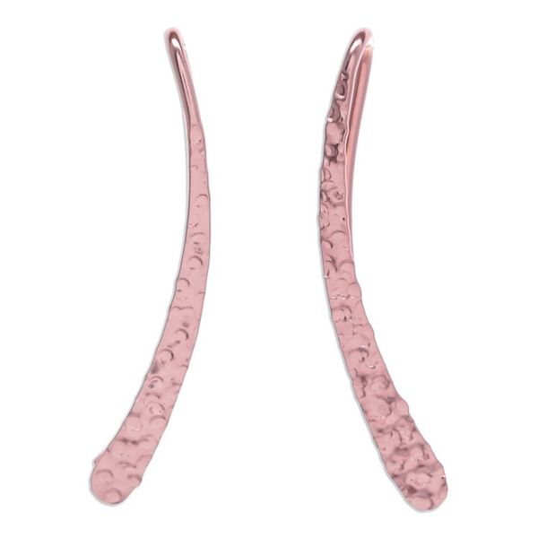 Alternate image for Modern 18k Rose Gold-Plated Drop Earrings from Thailand Pink Hammered Line