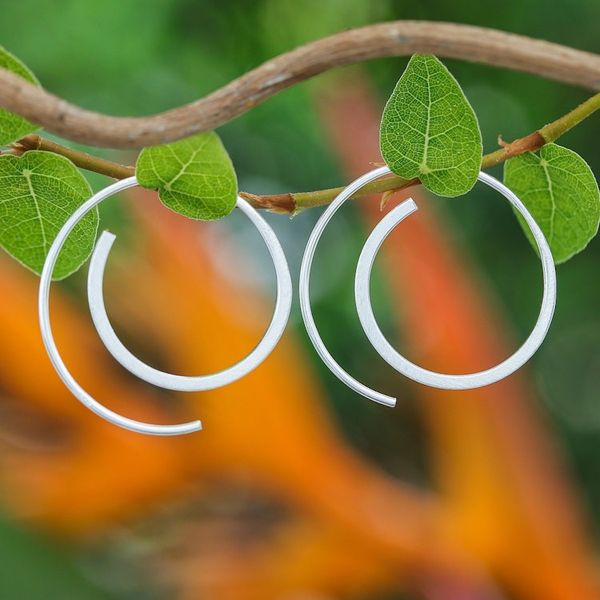Alternate image for Modern Sterling Silver Spiral Drop Earrings from Thailand Spiral Radiance