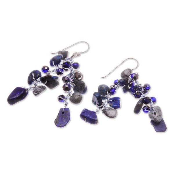 Alternate image for Blue-Toned Lapis Lazuli and Glass Beaded Waterfall Earrings True Jewels