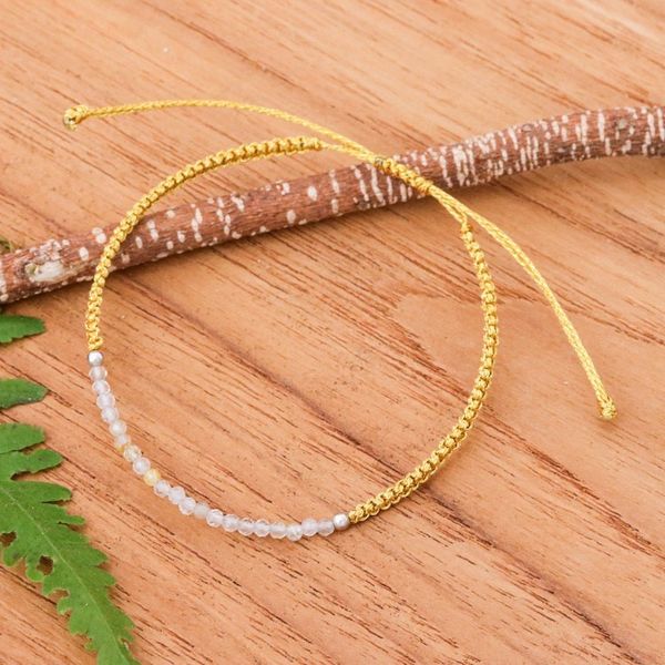 Alternate image for Adjustable Rutilated Quartz Beaded Macrame Pendant Bracelet Sublime Delicacy