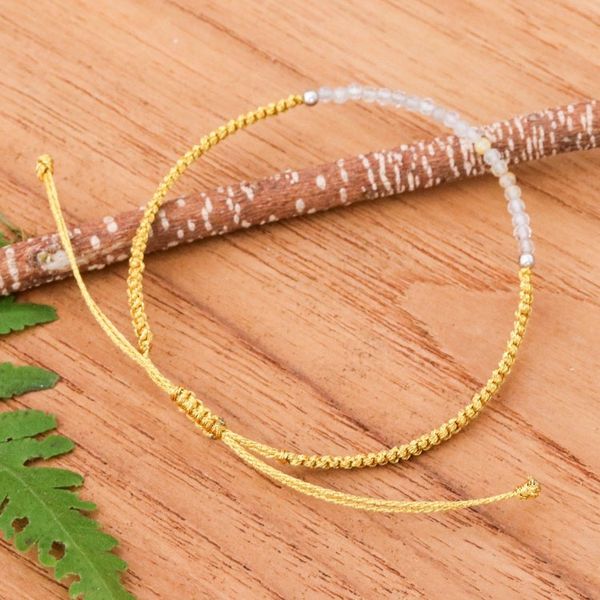 Alternate image for Adjustable Rutilated Quartz Beaded Macrame Pendant Bracelet Sublime Delicacy