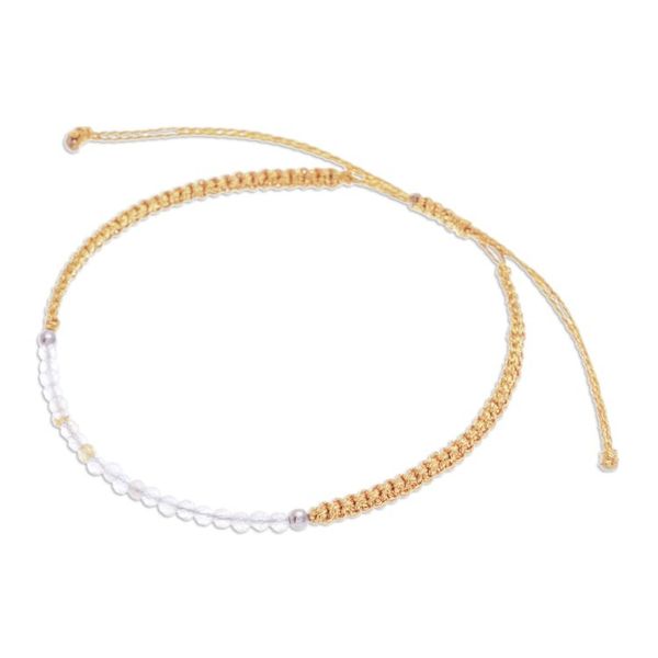 Alternate image for Adjustable Rutilated Quartz Beaded Macrame Pendant Bracelet Sublime Delicacy