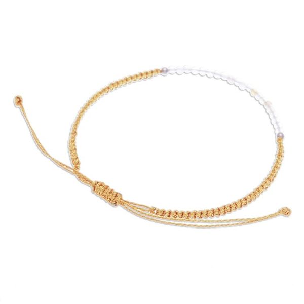Alternate image for Adjustable Rutilated Quartz Beaded Macrame Pendant Bracelet Sublime Delicacy