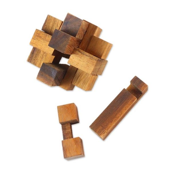 Alternate image for Three Thailand-Made Raintree Wood Puzzles with Storage Pouch Playful Moments