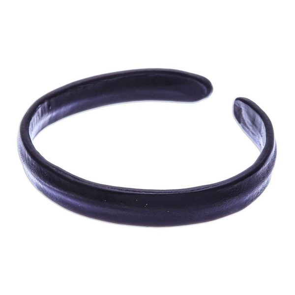 Alternate image for Handcrafted Modern Leather Cuff Bracelet in Black Simply Enigmatic