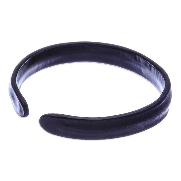 Alternate image for Handcrafted Modern Leather Cuff Bracelet in Black Simply Enigmatic