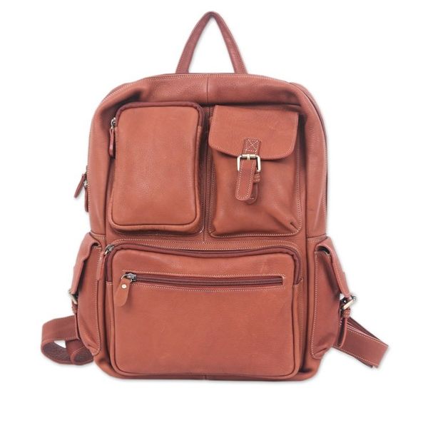 Alternate image for Travel-Friendly 100 Brown Leather Backpack from Thailand Intrepid Companion