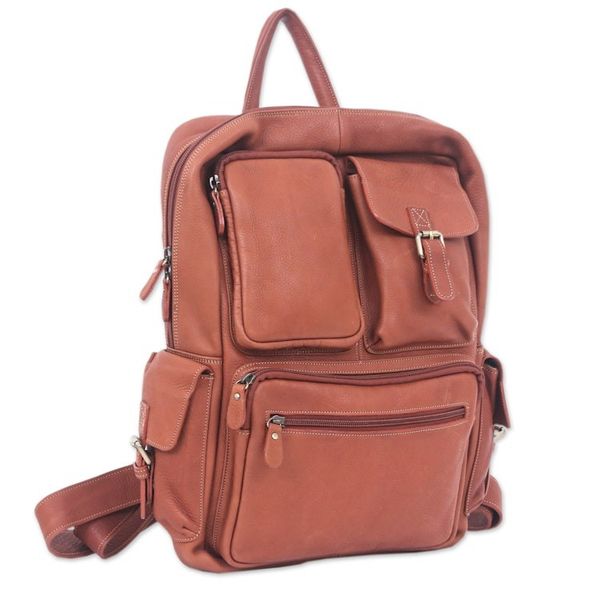 Alternate image for Travel-Friendly 100 Brown Leather Backpack from Thailand Intrepid Companion