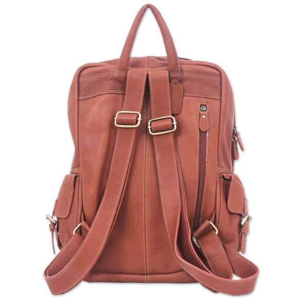 Alternate image for Travel-Friendly 100 Brown Leather Backpack from Thailand Intrepid Companion