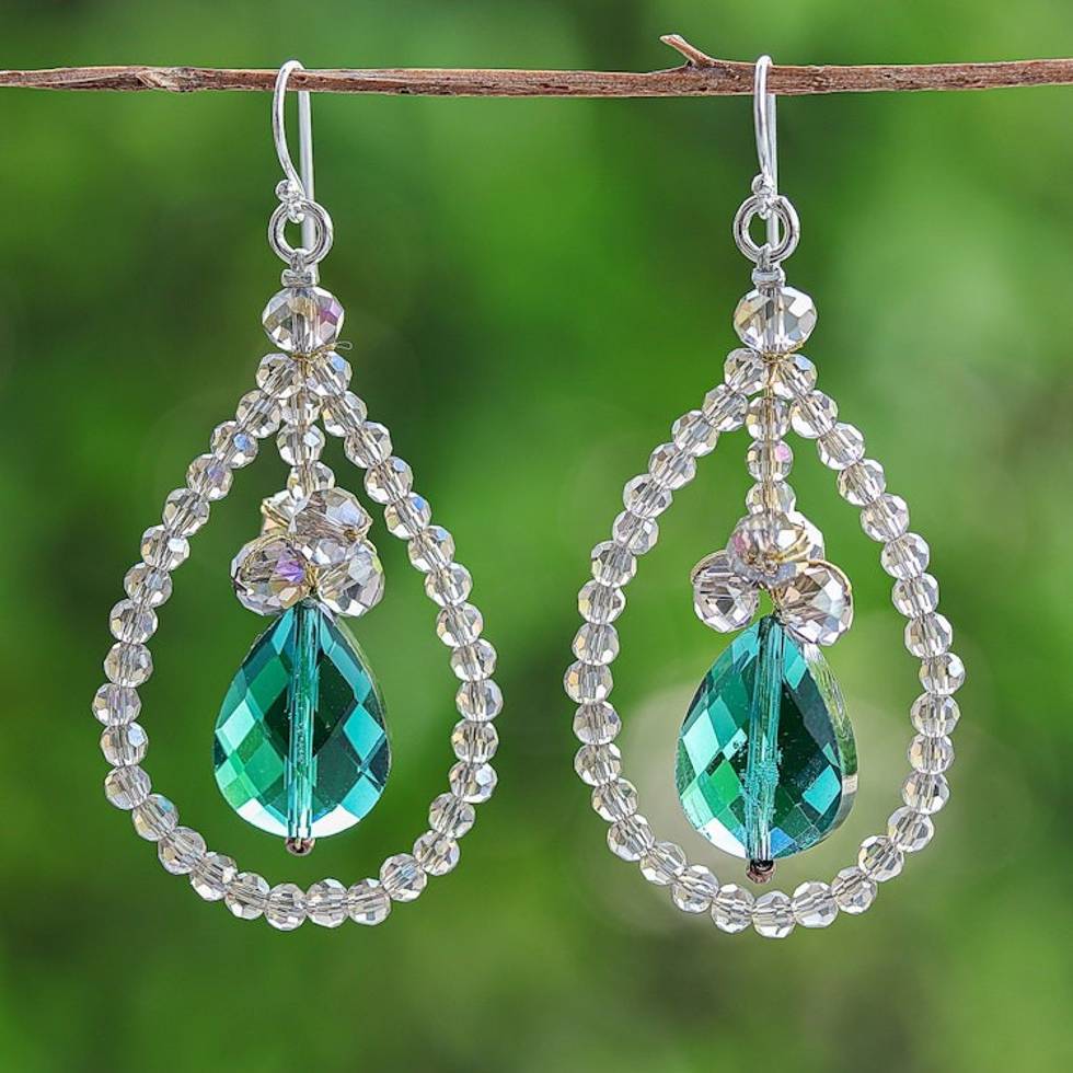 Fashionable Beaded Chandelier Earrings with Silver Hooks 'Nightlife Glam'