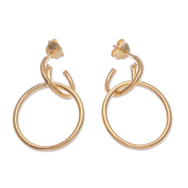 Alternate image for Abstract 18k Gold-Plated Dangle Earrings Crafted in Thailand Victorious Life