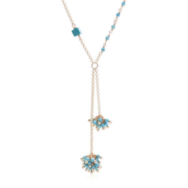 Alternate image for Gold-Plated Howlite Lariat Necklace with Cluster Pendants Pompom Cheer