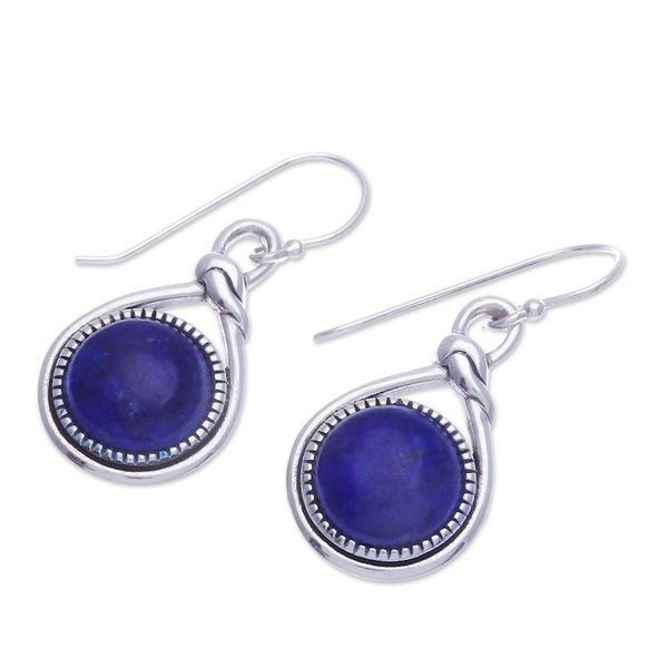 Alternate image for Knot Pattern Lapis Lazuli Dangle Earrings from Thailand Lapis Knot