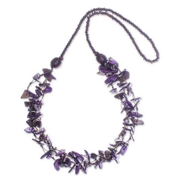 Alternate image for Hand-Painted Purple and Brown Beaded Three-Strand Necklace Fragments of Magic