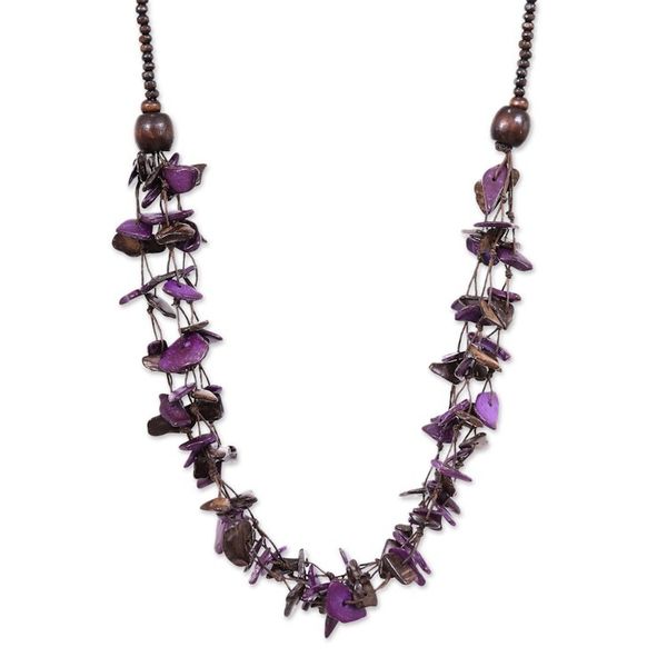 Alternate image for Hand-Painted Purple and Brown Beaded Three-Strand Necklace Fragments of Magic