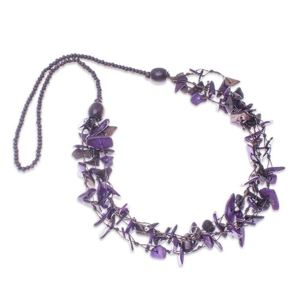 Alternate image for Hand-Painted Purple and Brown Beaded Three-Strand Necklace Fragments of Magic
