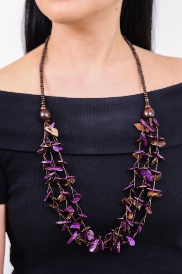 Alternate image for Hand-Painted Purple and Brown Beaded Three-Strand Necklace Fragments of Magic