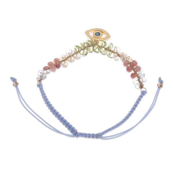 Alternate image for 24k Gold-Accented Multi-Gemstone Evil Eye Pendant Bracelet Warding Eye