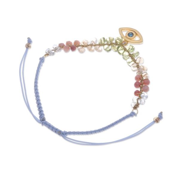 Alternate image for 24k Gold-Accented Multi-Gemstone Evil Eye Pendant Bracelet Warding Eye