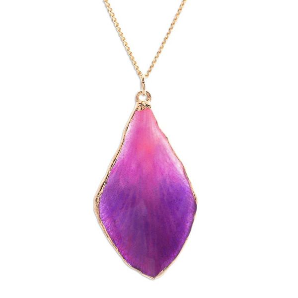 Alternate image for Fuchsia and Purple Petal 22k Gold-Accented Pendant Necklace Capricious Petal