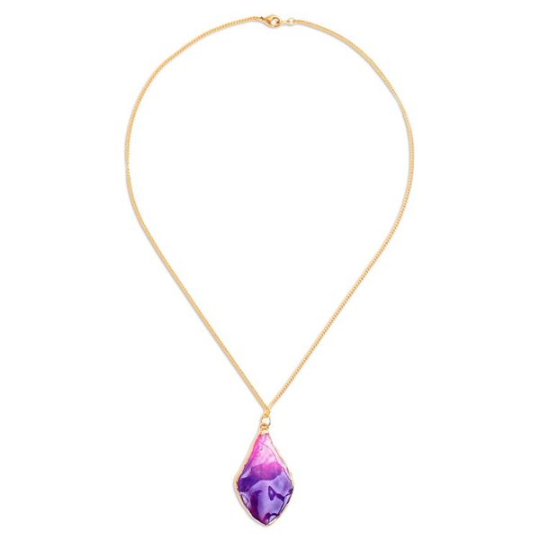 Alternate image for Fuchsia and Purple Petal 22k Gold-Accented Pendant Necklace Capricious Petal